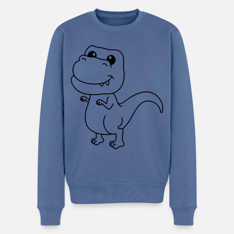 Dinosaurier T-Rex Comic - Männer Premium Bio Pullover - Taubenblau