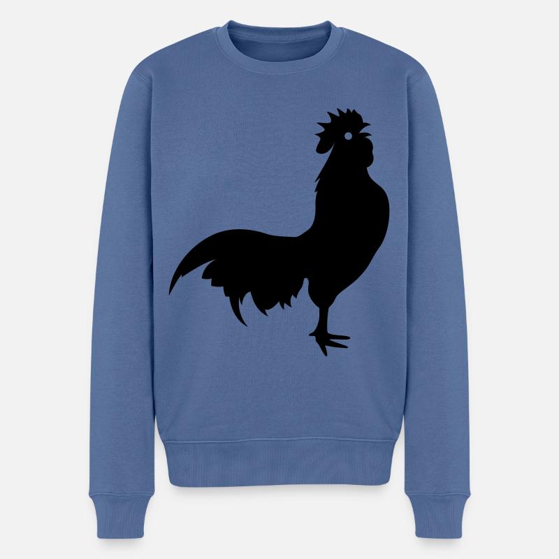 Hahn Tier silhouette - Männer Premium Bio Pullover - Taubenblau