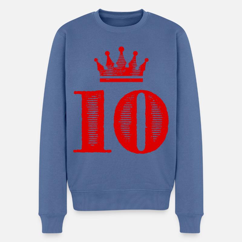 10 Couronne numérique - Pull Premium bio Homme - bleu pigeon