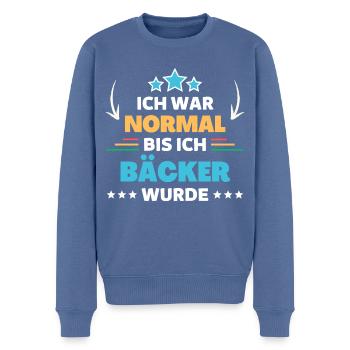 Ich war normal bis ich Bäcker wurde - Männer Premium Bio Pullover - Taubenblau - Vorne - Nico (187cm)