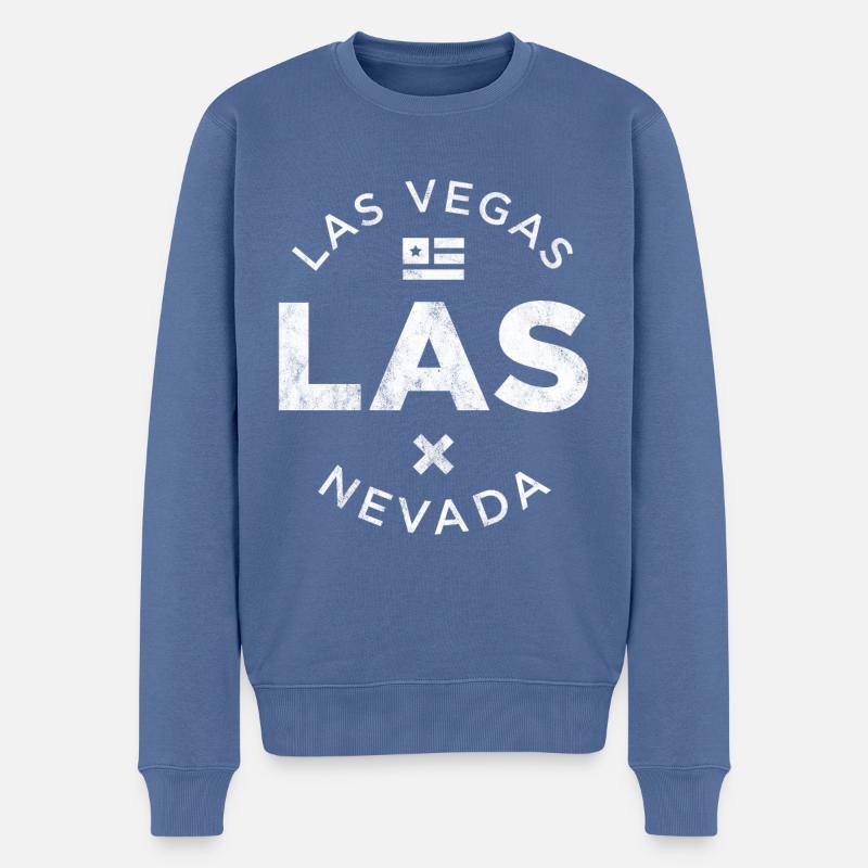 LAS, Las Vegas - Männer Premium Bio Pullover - Taubenblau