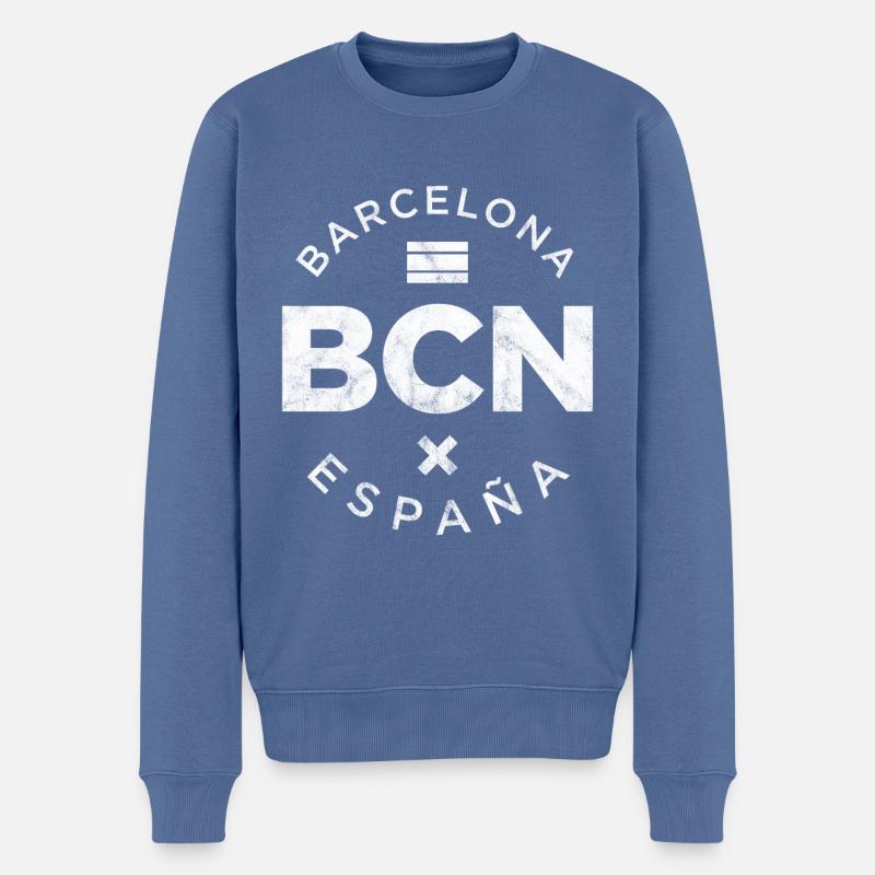 BCN, Barcelone - Pull Premium bio Homme - bleu pigeon