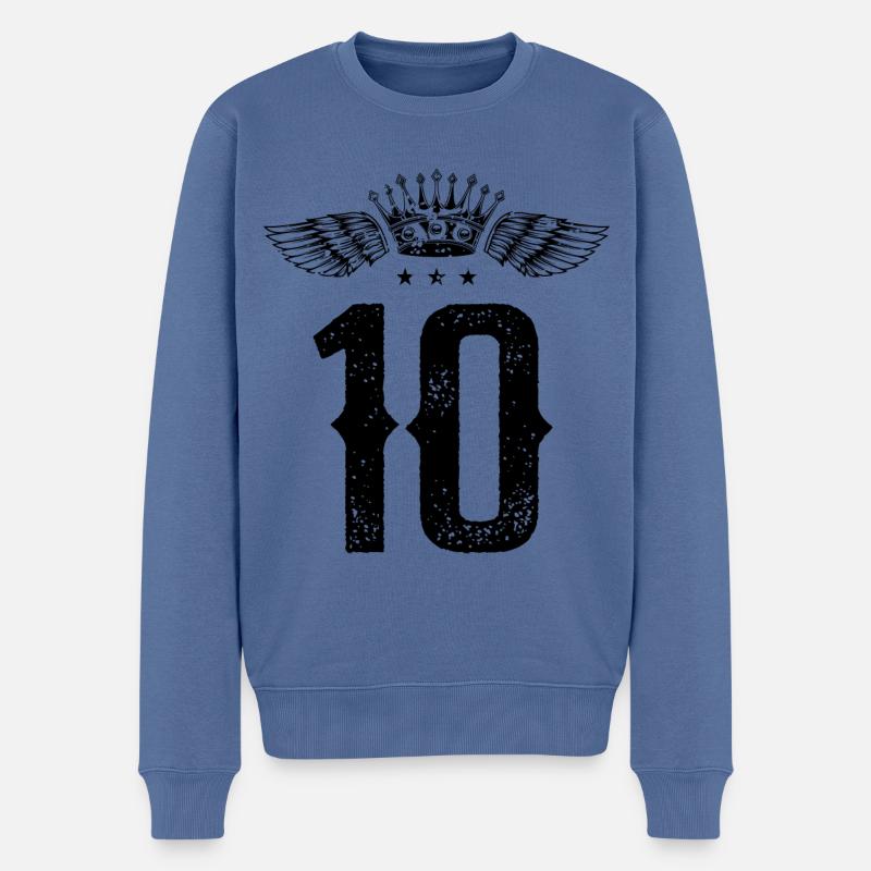 10 Zahl Krone - Männer Premium Bio Pullover - Taubenblau