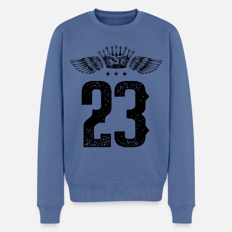 23 Couronne numérique - Pull Premium bio Homme - bleu pigeon