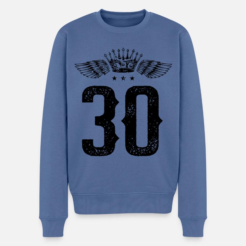 30 Couronne numérique - Pull Premium bio Homme - bleu pigeon