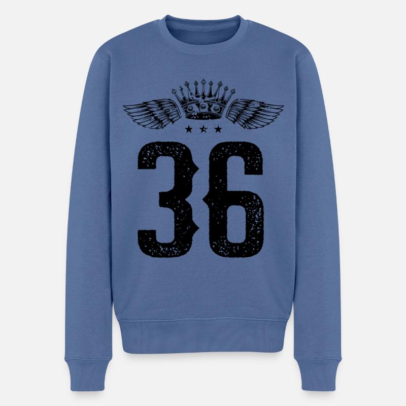 36 Zahl Krone - Männer Premium Bio Pullover - Taubenblau