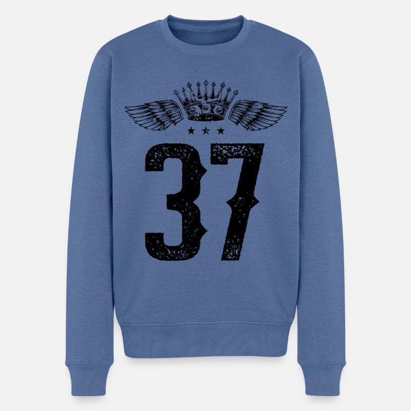37 Zahl Krone - Männer Premium Bio Pullover - Taubenblau
