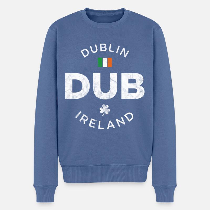 DUB, Dublin, Irlande - Pull Premium bio Homme - bleu pigeon