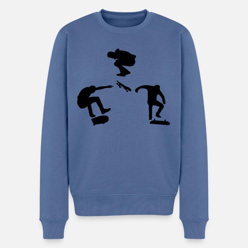 Skateboard Tricks - Männer Premium Bio Pullover - Taubenblau