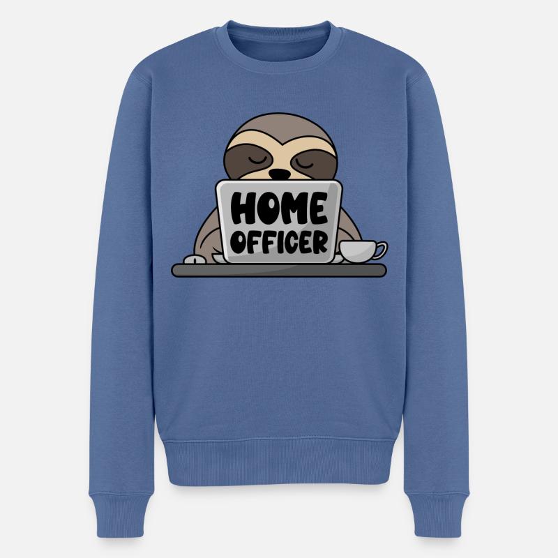 Homeoffice Büro Faultier Computer Homeofficer - Männer Premium Bio Pullover - Taubenblau