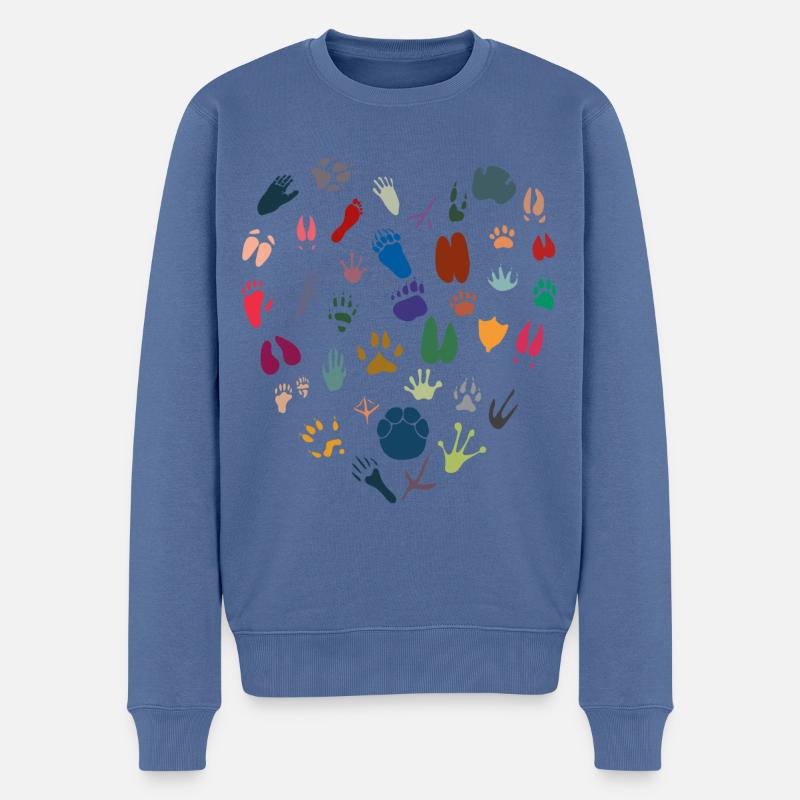 Tierisches Herz - Männer Premium Bio Pullover - Taubenblau
