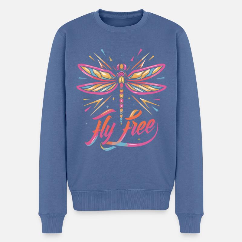 Voler librement - Libellule - Pull Premium bio Homme - bleu pigeon