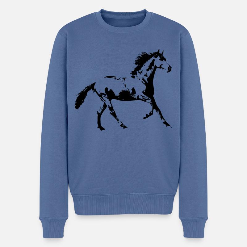 Pferd Hobby Reiten Pferde Stall Pferdesport - Männer Premium Bio Pullover - Taubenblau