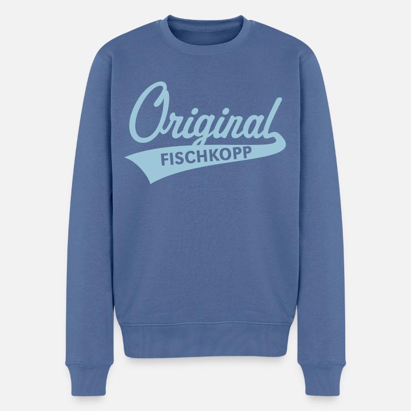 Original Fischkopp (Norddeutsch / Nordisch / 1C) - Männer Premium Bio Pullover - Taubenblau