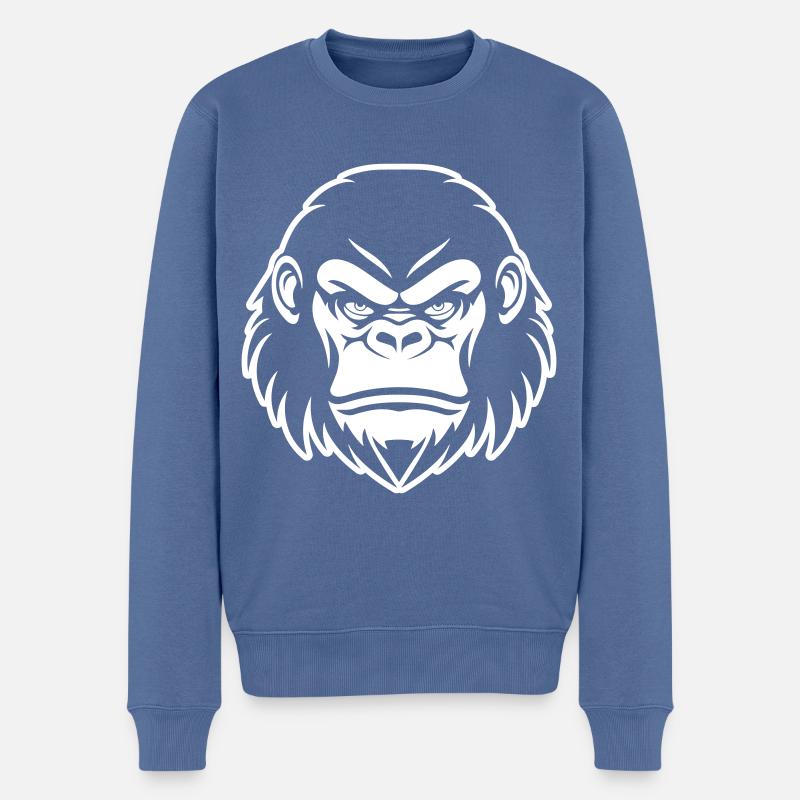 Gorilla Kopf - Männer Premium Bio Pullover - Taubenblau