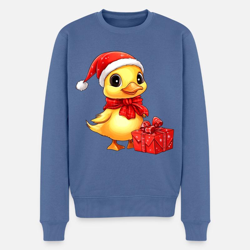 Entchen Christmas - Männer Premium Bio Pullover - Taubenblau