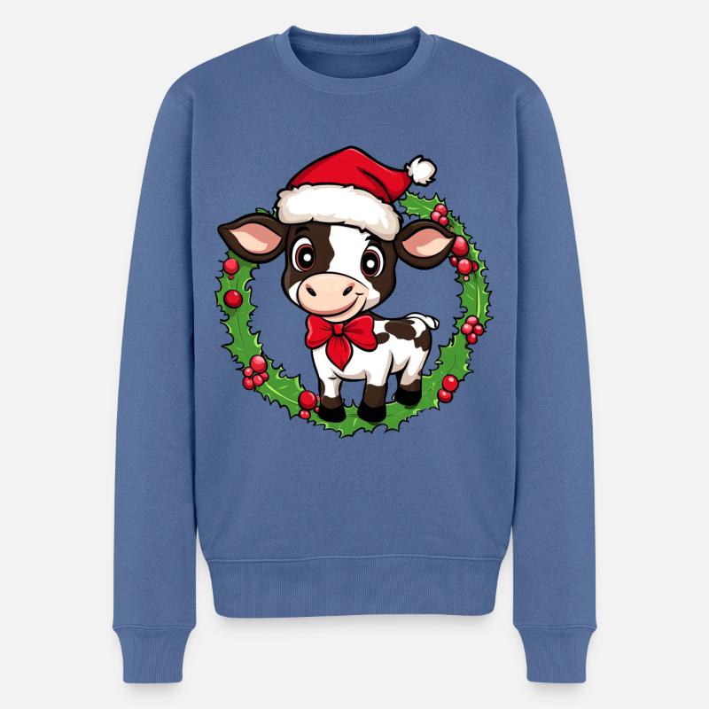 Vaches Noël - Pull Premium bio Homme - bleu pigeon