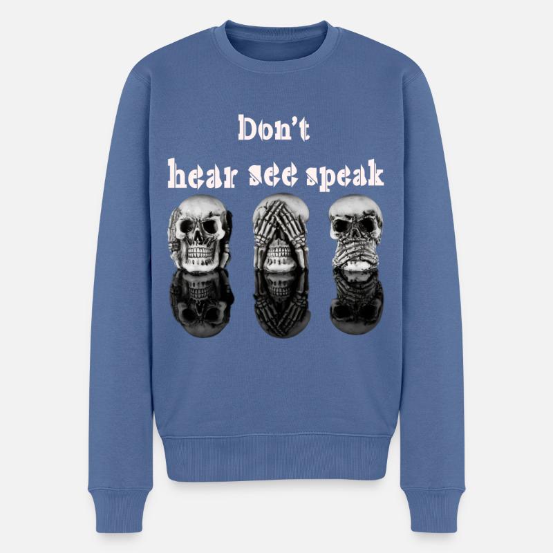 crâne pas entendre pas voir pas parler - Pull Premium bio Homme - bleu pigeon