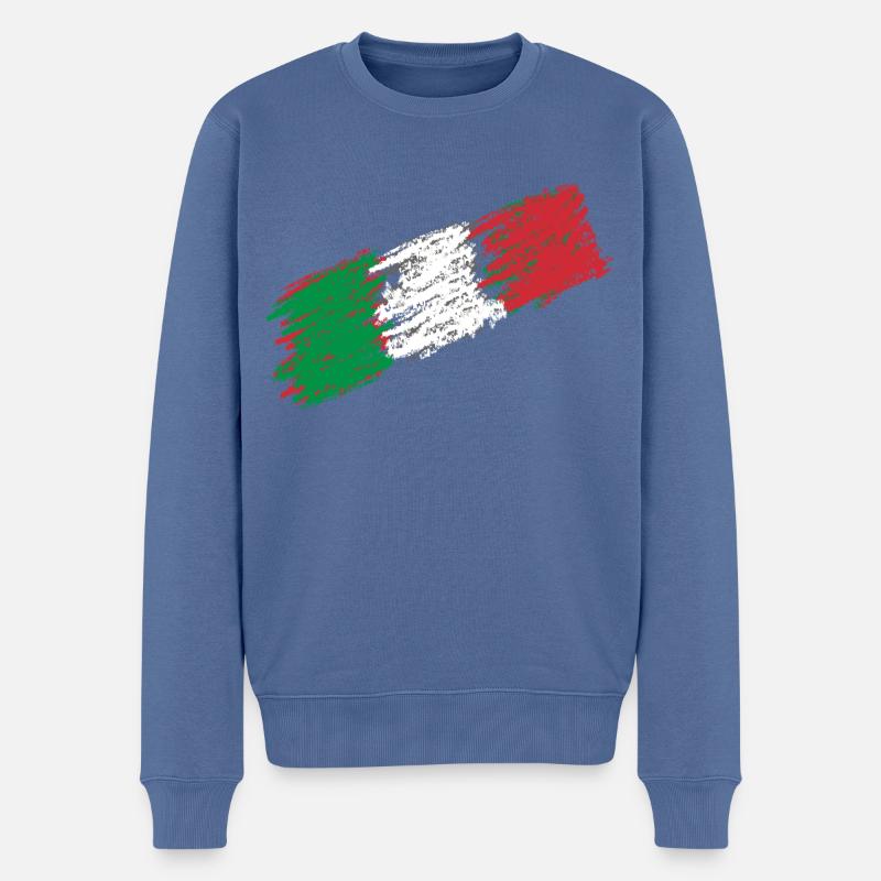 Italien Flagge Kursiv - Männer Premium Bio Pullover - Taubenblau