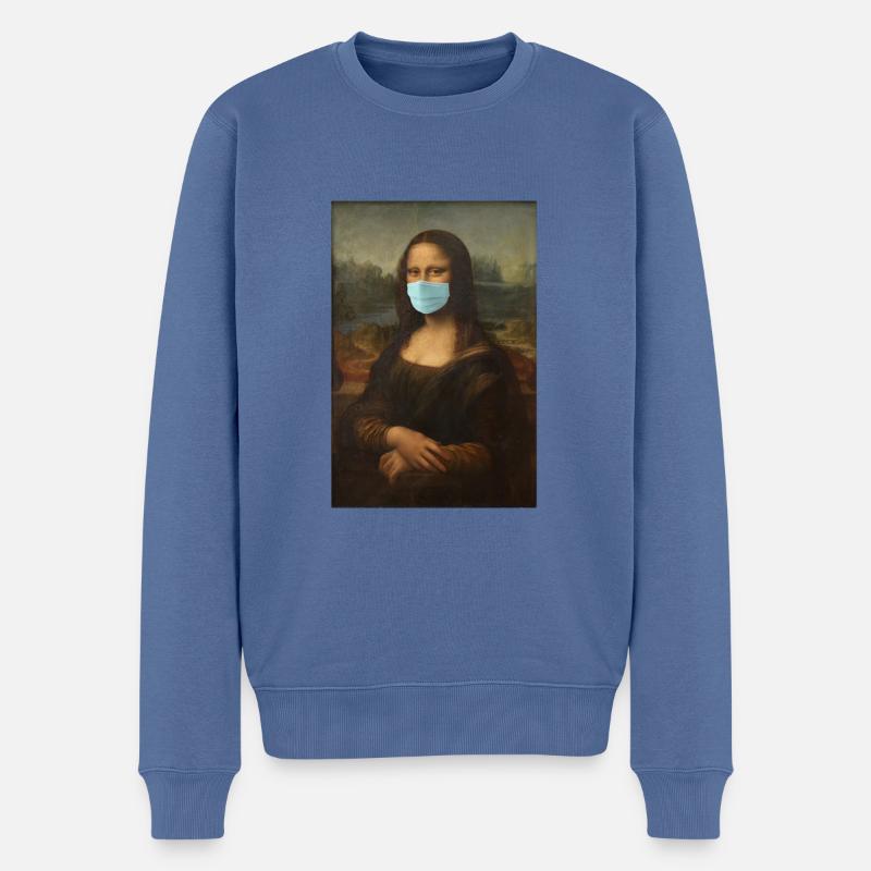 Mona Lisa Munschutz Corona Virus 2020 - Männer Premium Bio Pullover - Taubenblau