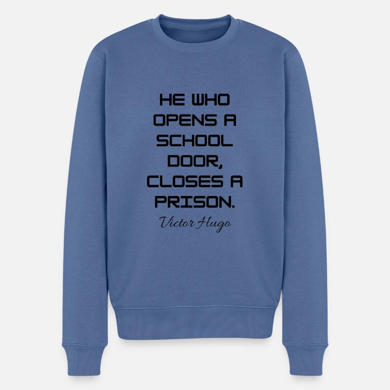 Victor Hugo - Männer Premium Bio Pullover - Taubenblau