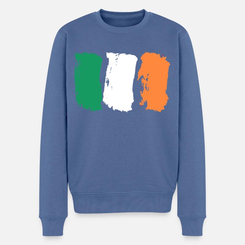 Coups de pinceau du drapeau de l’Irlande - Pull Premium bio Homme - bleu pigeon