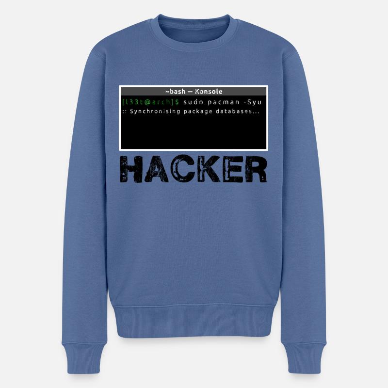 Hacker Linux - Pull Premium bio Homme - bleu pigeon
