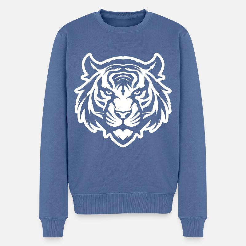 Tête de tigre - Pull Premium bio Homme - bleu pigeon