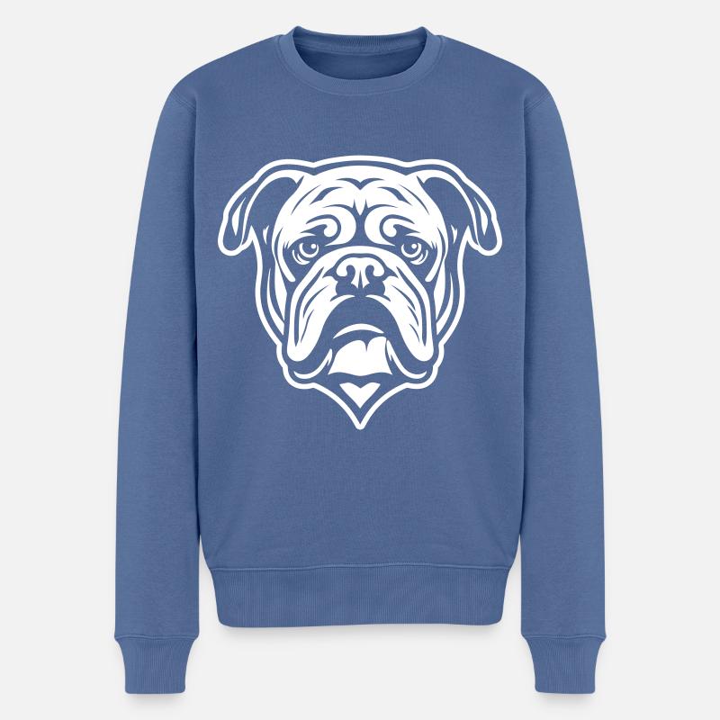 Bulldog Hund Kopf - Männer Premium Bio Pullover - Taubenblau