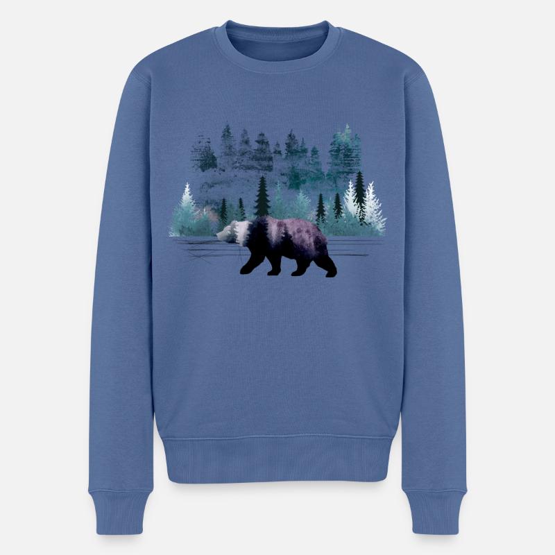 Ours en migration - Pull Premium bio Homme - bleu pigeon