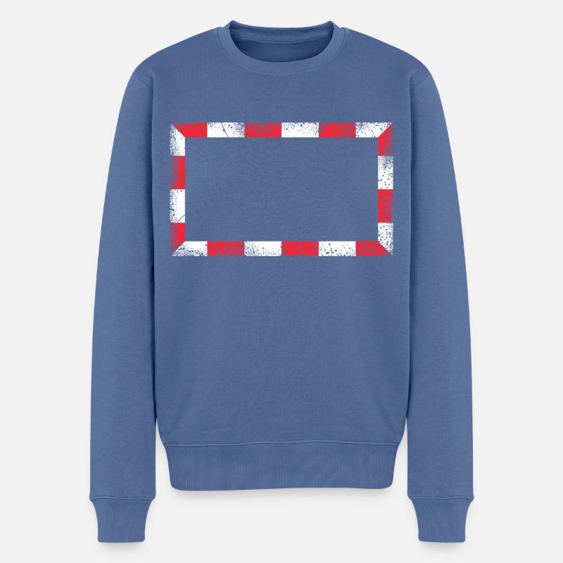 Rahmen / Rot- Weiss - Männer Premium Bio Pullover - Taubenblau