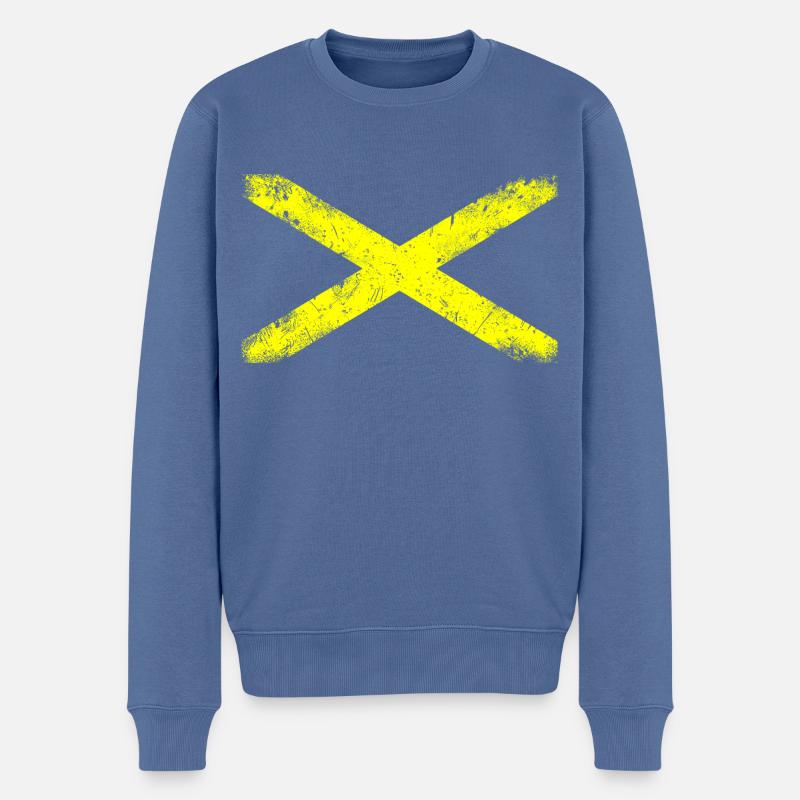 Kreuz Gelb - Männer Premium Bio Pullover - Taubenblau