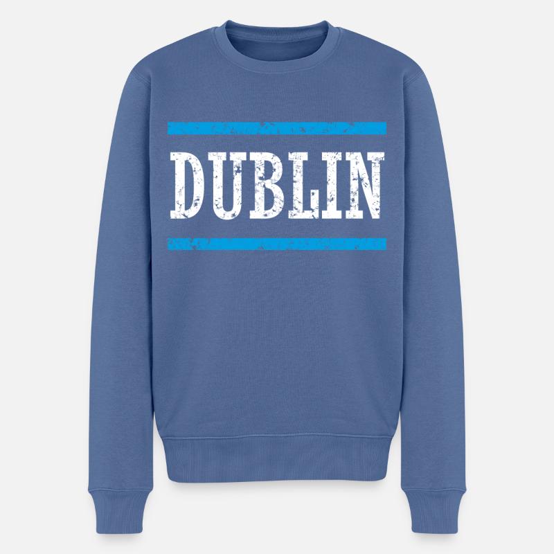 Lettrage Dublin - Pull Premium bio Homme - bleu pigeon