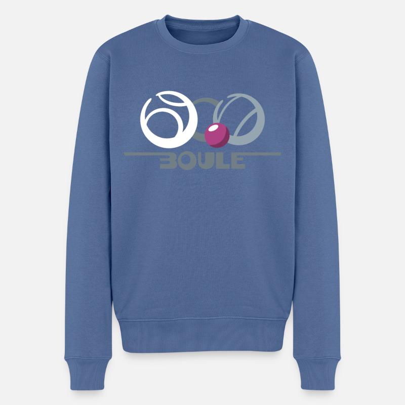 Eingängiges Boule-Design - Männer Premium Bio Pullover - Taubenblau