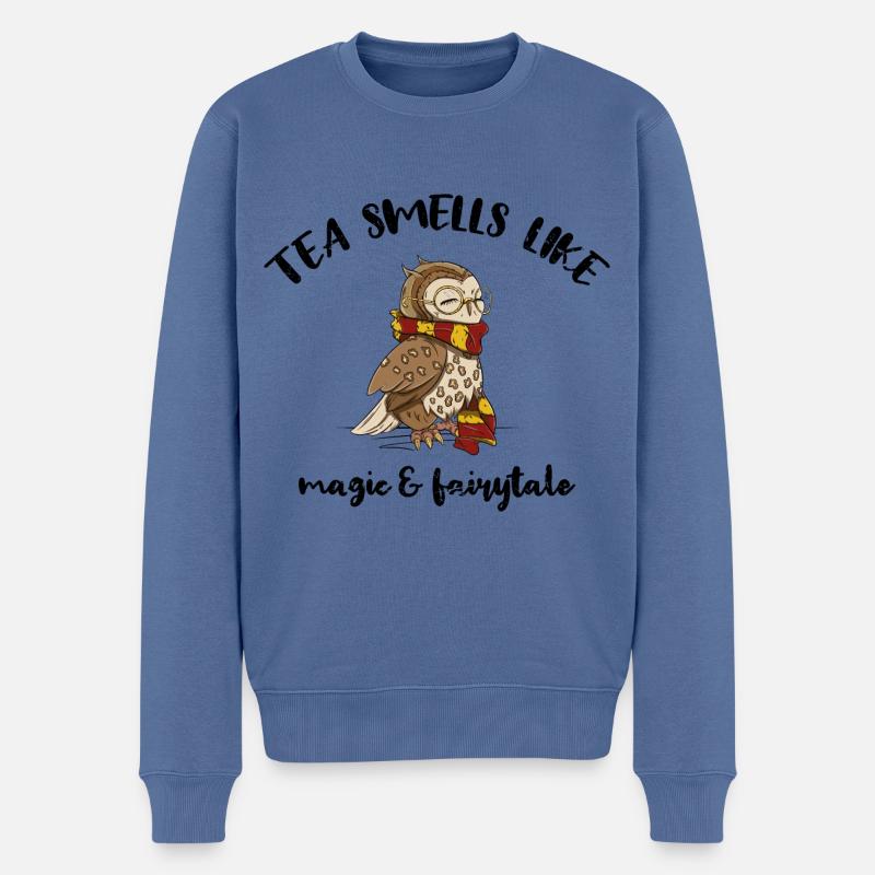 Tea smells like magic & fairytale - Männer Premium Bio Pullover - Taubenblau