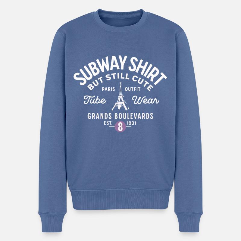 Pariser U-Bahn-Hemd Grands Boulevards - Männer Premium Bio Pullover - Taubenblau