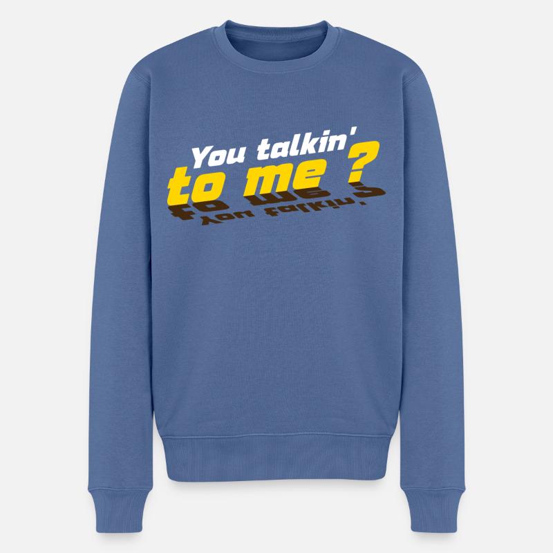 Du sprichst mit mir! - Männer Premium Bio Pullover - Taubenblau