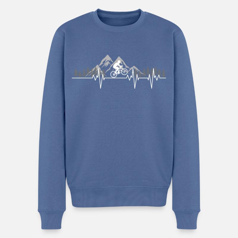 Lebensenergie Radfahren - Männer Premium Bio Pullover - Taubenblau