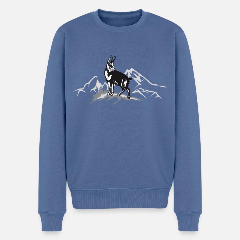 Gams im Winter am Watzmann - Männer Premium Bio Pullover - Taubenblau