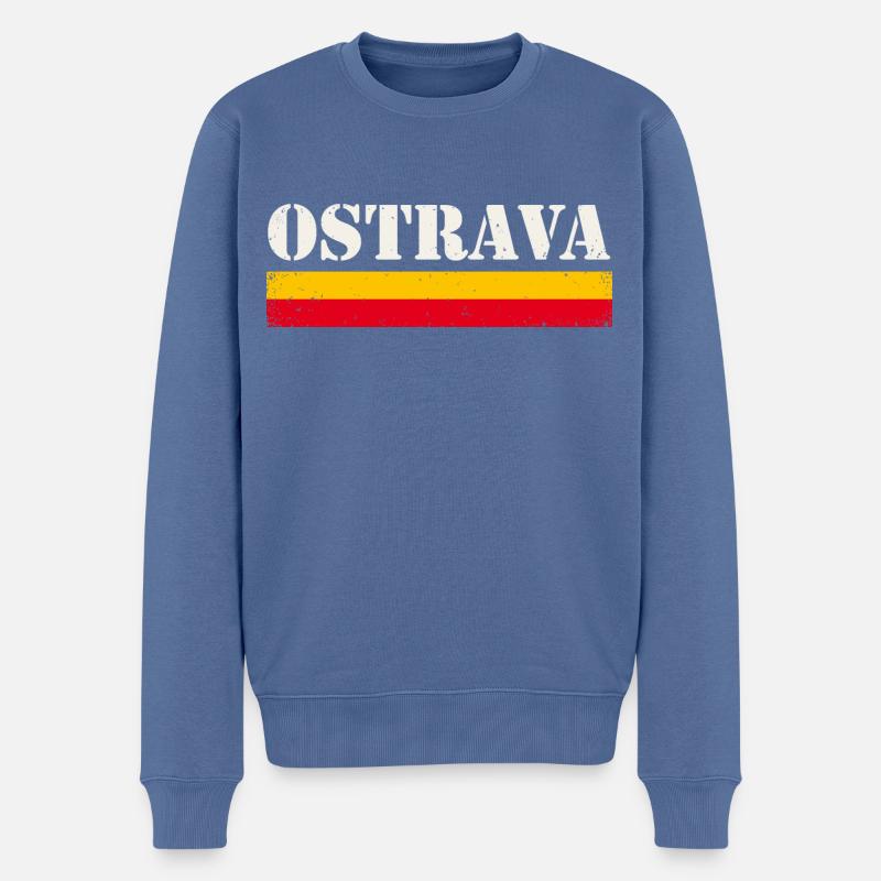 Ostrava - Männer Premium Bio Pullover - Taubenblau