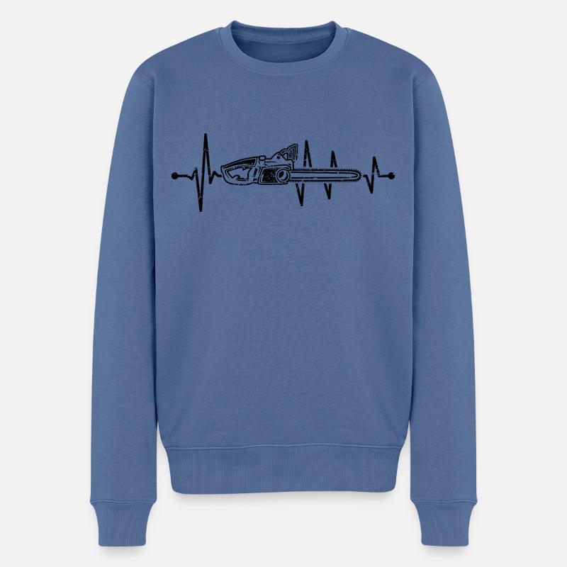 Tronçonneuse Heartbeat Tronçonneuse en bois Bûcheron - Pull Premium bio Homme - bleu pigeon