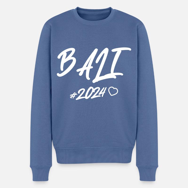 Bali 2024 Herz - Männer Premium Bio Pullover - Taubenblau