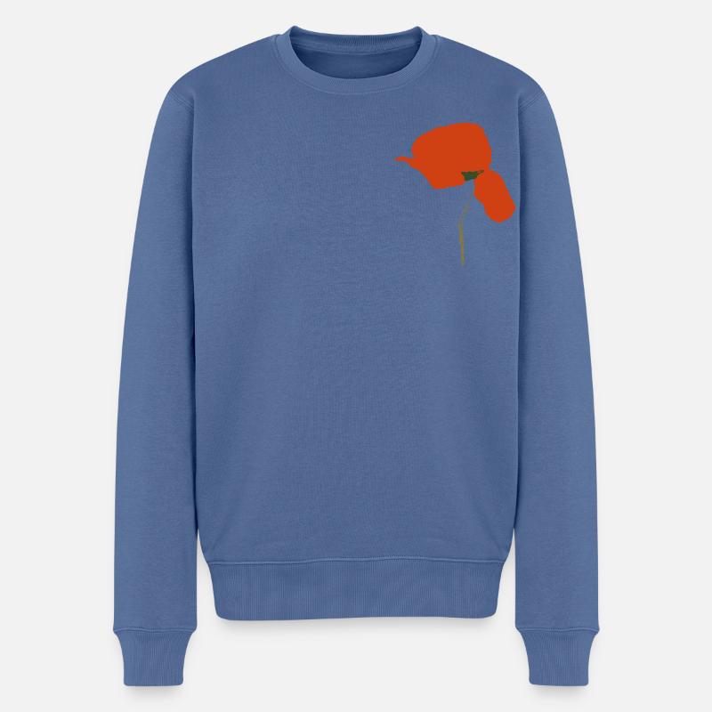 Klatschmohn - Männer Premium Bio Pullover - Taubenblau