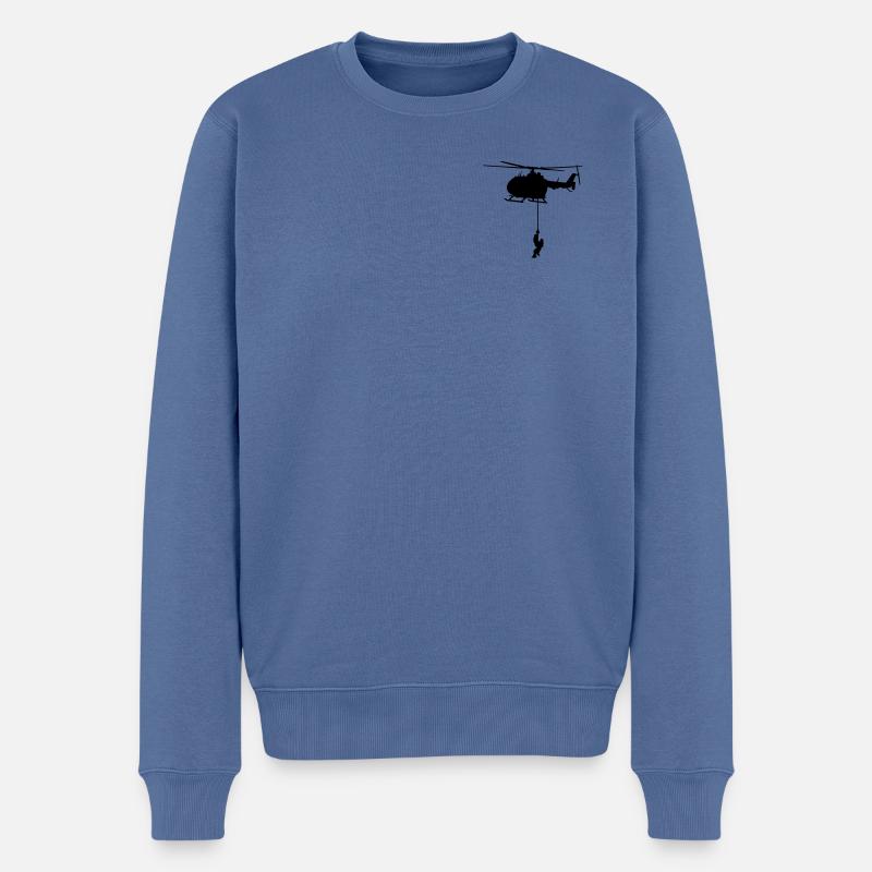 Taubergung Rettungshubschrauber - Männer Premium Bio Pullover - Taubenblau