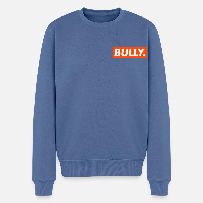 Französische Bulldogge Schriftzug Bully - Männer Premium Bio Pullover - Taubenblau