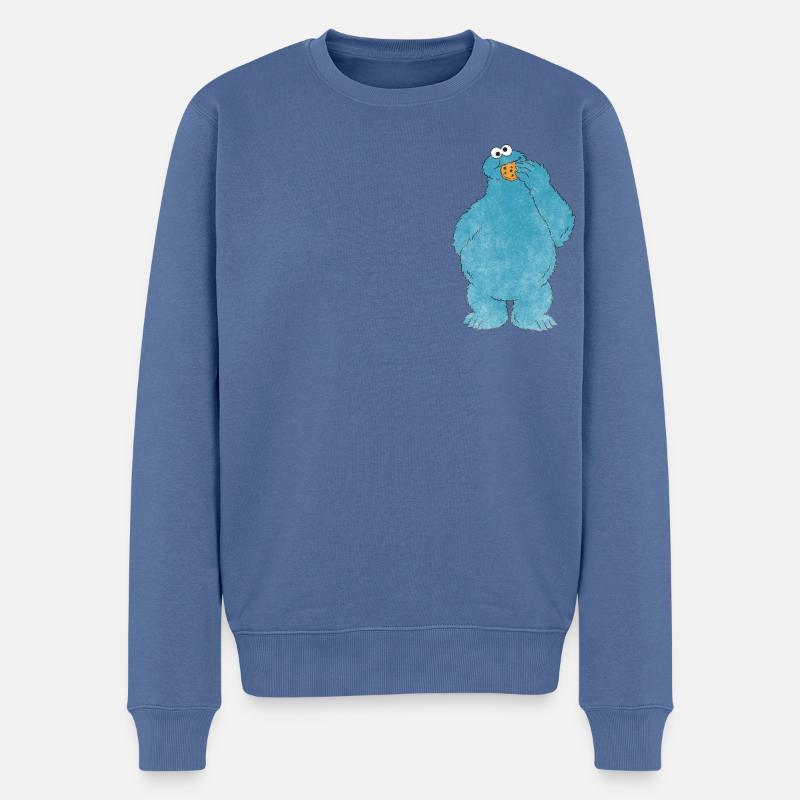 Sesamstraße kleines Krümelmonster Naschen - Männer Premium Bio Pullover - Taubenblau