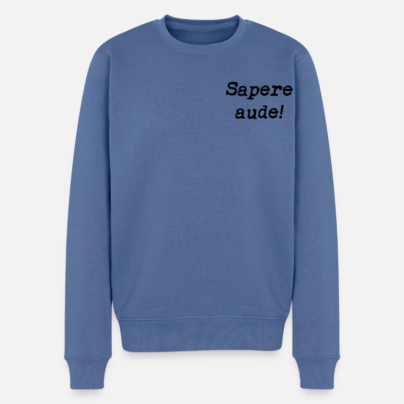 Sapere aude schwarz - Männer Premium Bio Pullover - Taubenblau