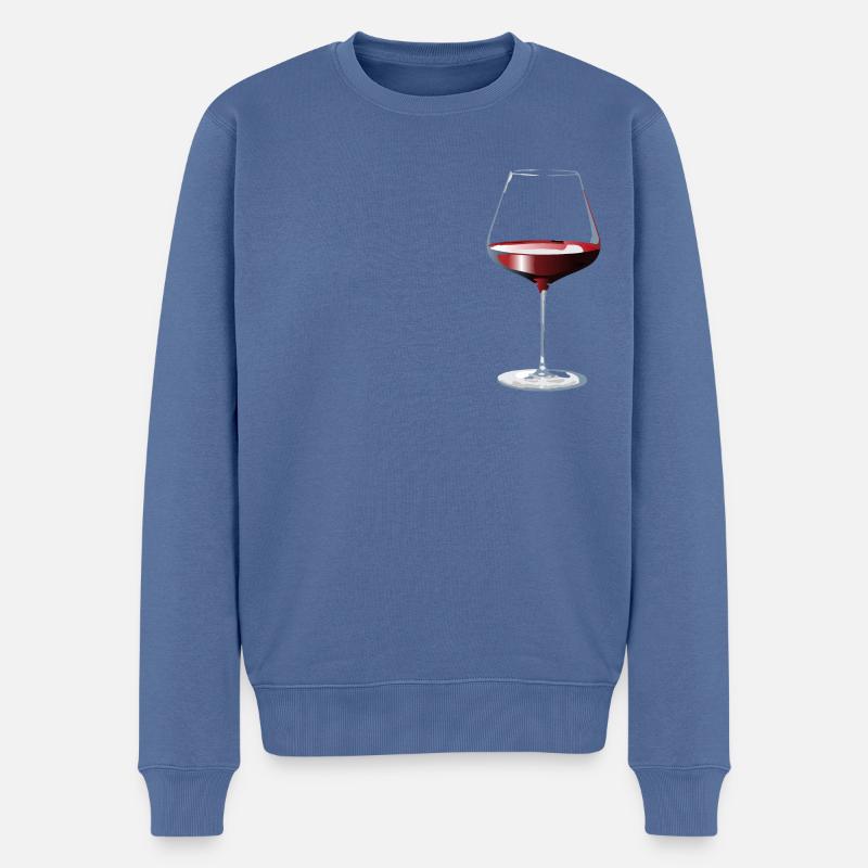 Glas Rotwein - Männer Premium Bio Pullover - Taubenblau
