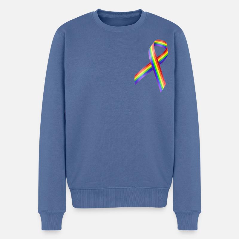 LGBTIQ Ribbon - Schleife Gay Pride Queer CSD - Männer Premium Bio Pullover - Taubenblau