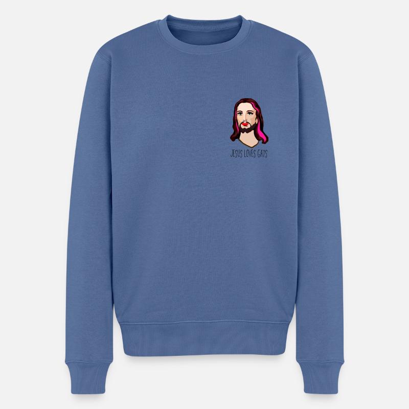 Jesus loves gays - Männer Premium Bio Pullover - Taubenblau